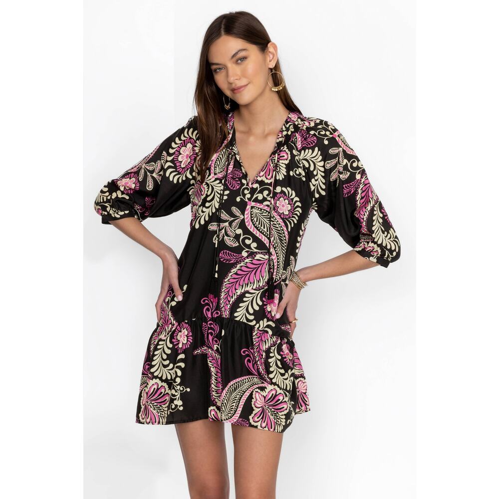 Johnny Was Silk DressTiered Tassel Dress Melaney Paisley Size Medium NWT